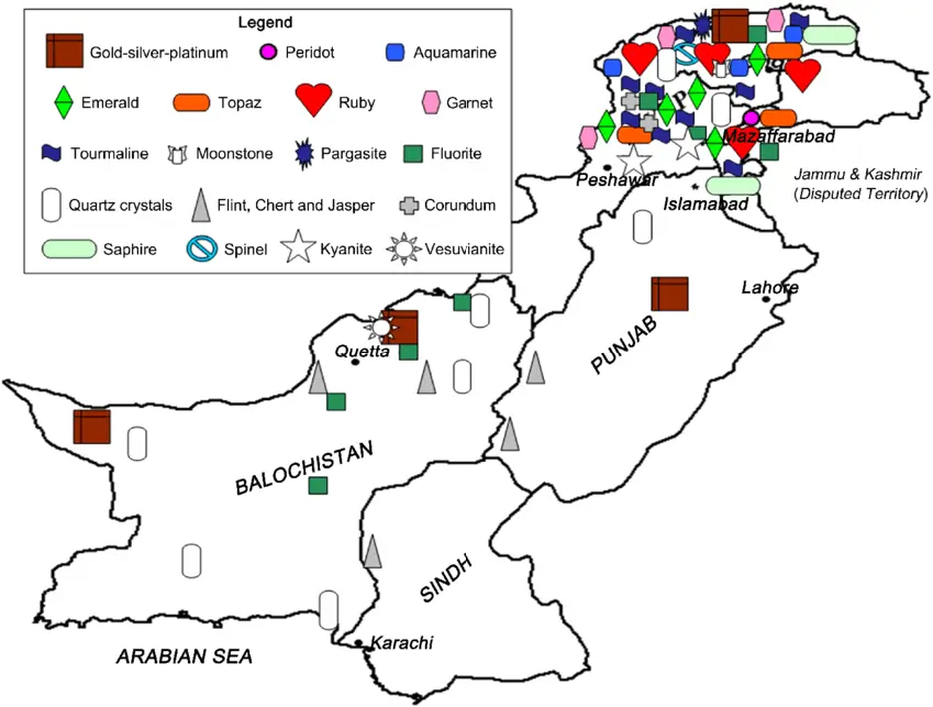 Pakistan key mining regions Map